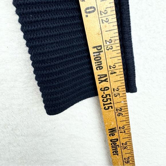 REISS Ribbed Textured Asymmetric Zip Front Sweater Jacket Navy S Preppy Minimal - Picture 12 of 12